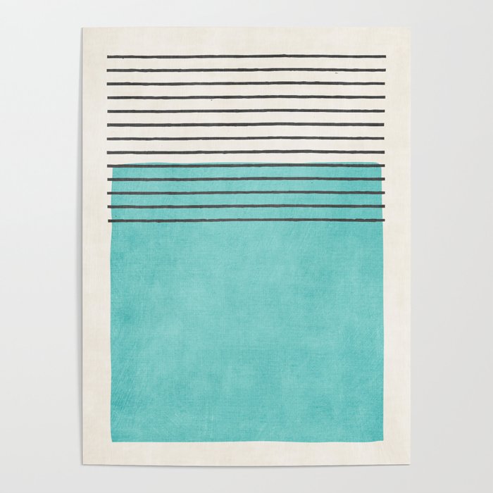 Aqua Turquoise Minimalist Art Poster Gallery Image 4