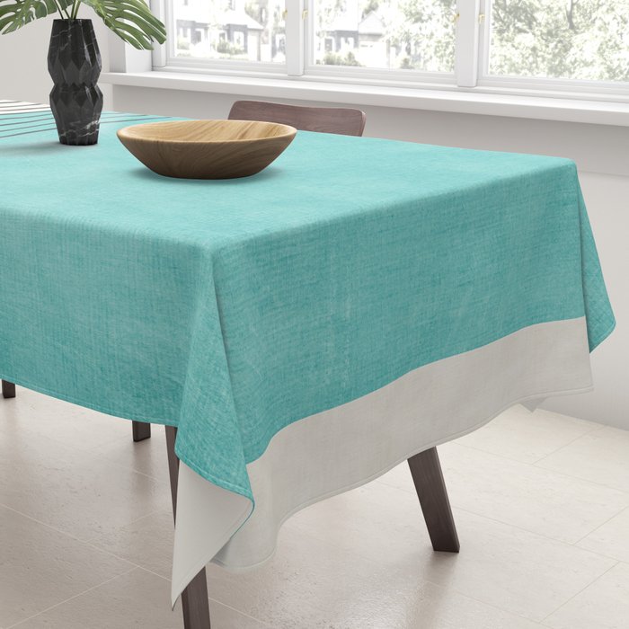 Aqua Turquoise Minimalist Art Tablecloth Gallery Image 3