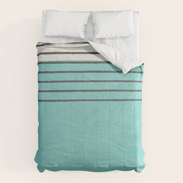Aqua Turquoise Minimalist Art Comforter Gallery Image 1