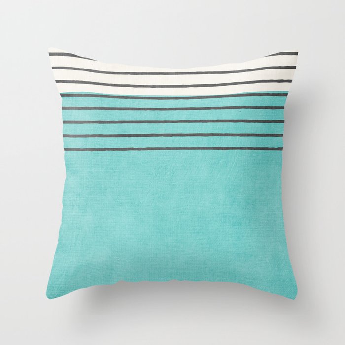 Aqua Turquoise Minimalist Art Throw Pillow Gallery Image 1