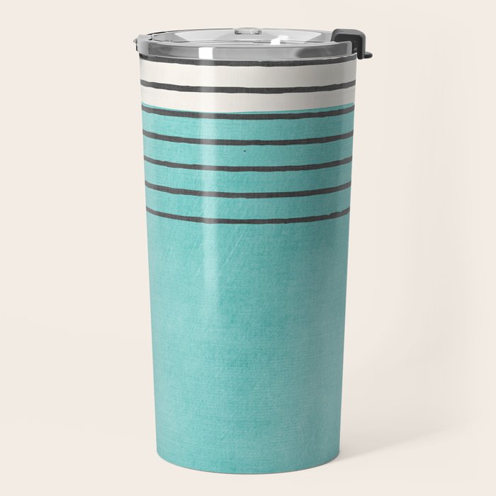 Aqua Turquoise Minimalist Art Travel Mug Gallery Image 2