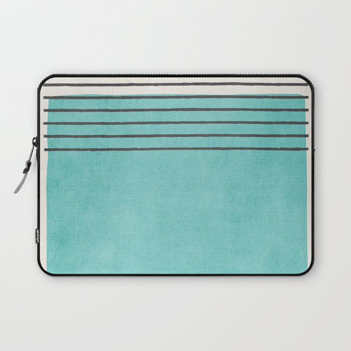 Aqua Turquoise Minimalist Art Laptop Sleeve Gallery Image 1