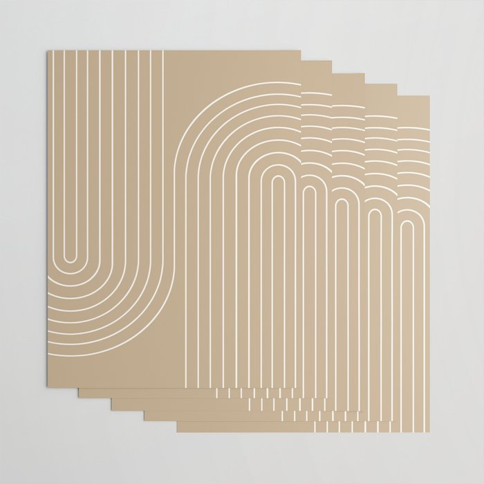 Minimal Line Curvature LXXXV Neutral Tan Mid Century Modern Arch Abstract Wrapping Paper Gallery Image 3