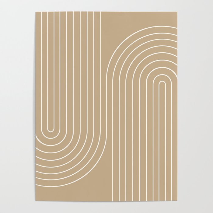 Minimal Line Curvature LXXXV Neutral Tan Mid Century Modern Arch Abstract Poster Gallery Image 1