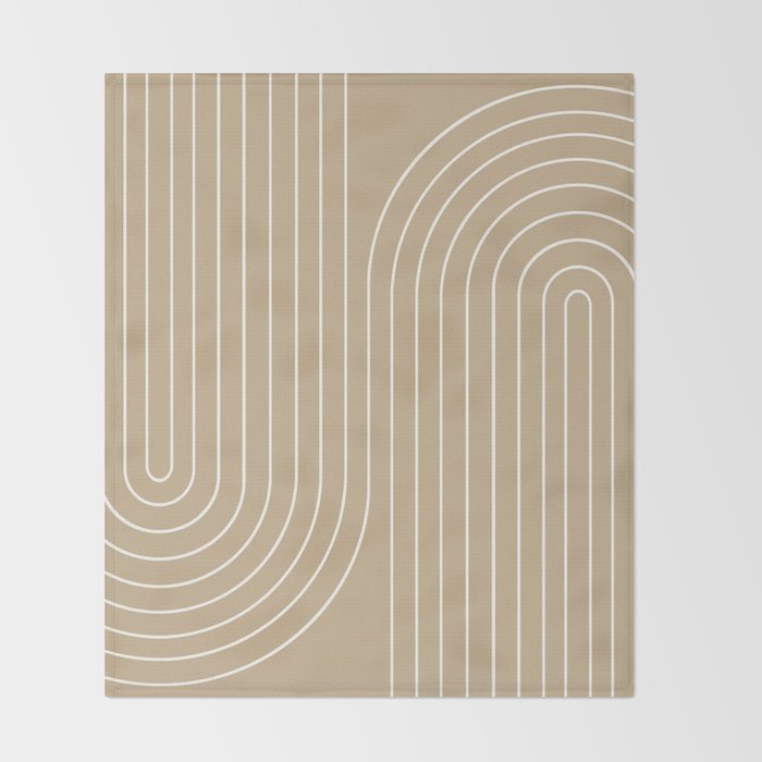 Minimal Line Curvature LXXXV Neutral Tan Mid Century Modern Arch Abstract Throw Blanket Gallery Image 2