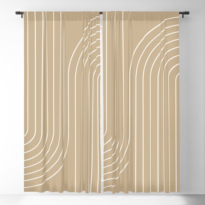Minimal Line Curvature LXXXV Neutral Tan Mid Century Modern Arch Abstract Window Curtain Gallery Image 5