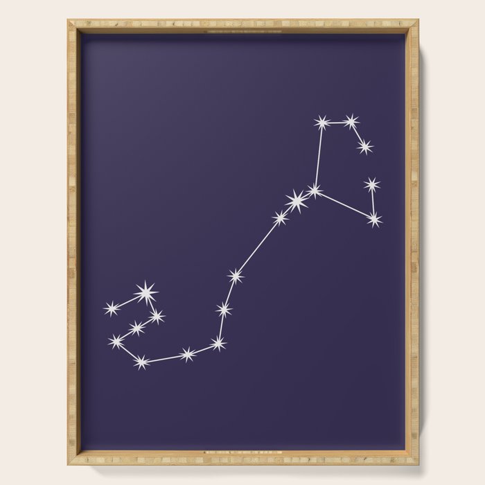 Scorpio Zodiac Star Constellation Line Art Dark Purple Serving Tray Gallery Image 1