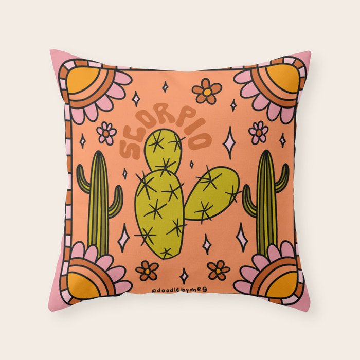 Scorpio Cactus Throw Pillow Gallery Image 1