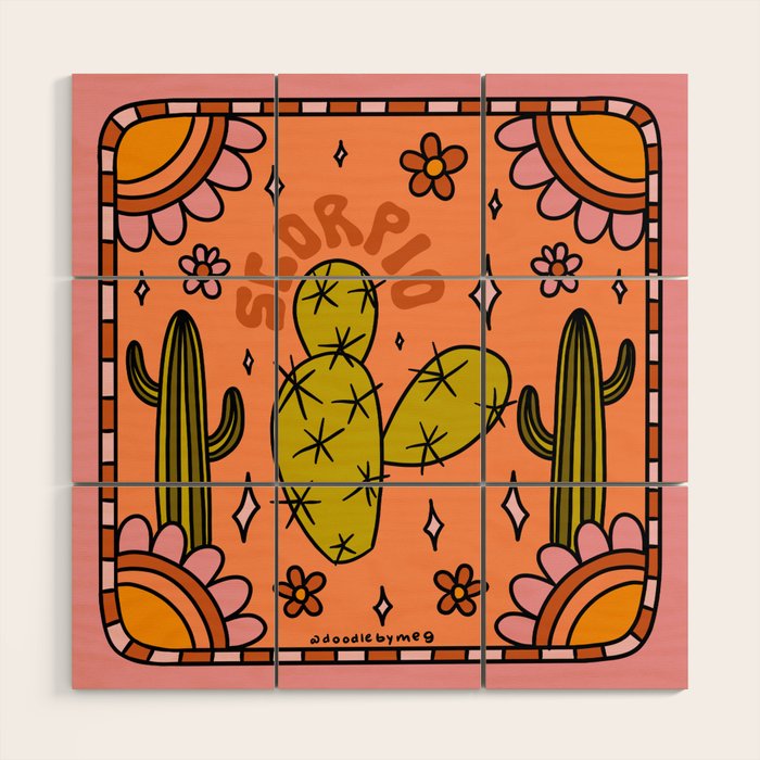 Scorpio Cactus Wood Wall Art Gallery Image 1