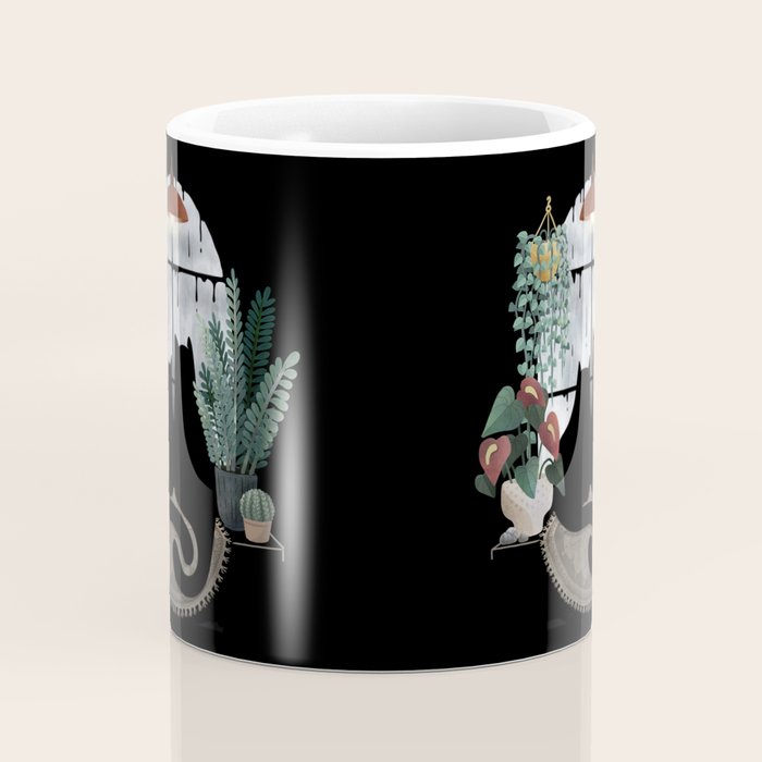 Rainy Day Cats on Black Coffee Mug Gallery Image 4