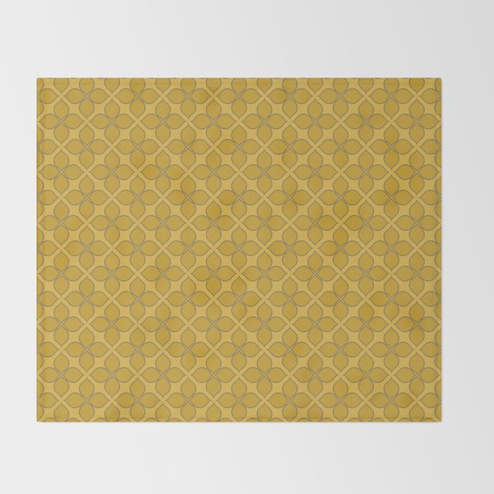 Golden Moroccan Floral Pattern Throw Blanket Gallery Image 2