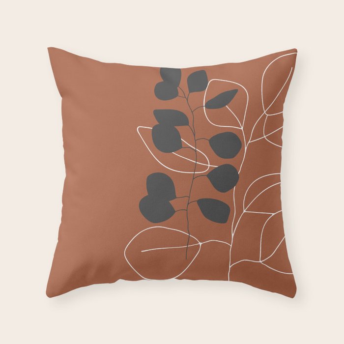 Minimalist Leaf Floral Throw Pillow Gallery Image 6