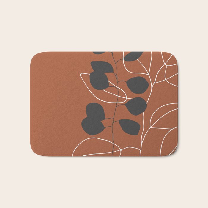 Minimalist Leaf Floral Bath Mat Gallery Image 1