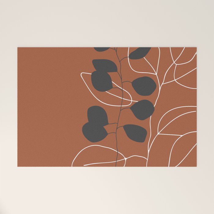 Minimalist Leaf Floral Welcome Mat Gallery Image 1