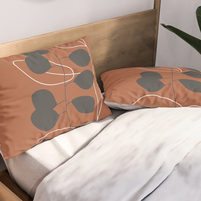 Minimalist Leaf Floral Pillow Sham Gallery Image 2