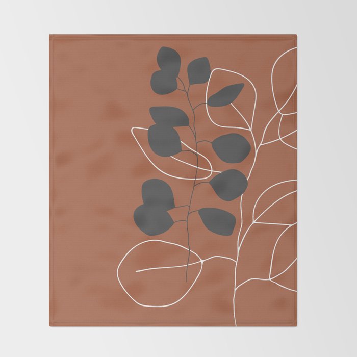 Minimalist Leaf Floral Throw Blanket Gallery Image 2