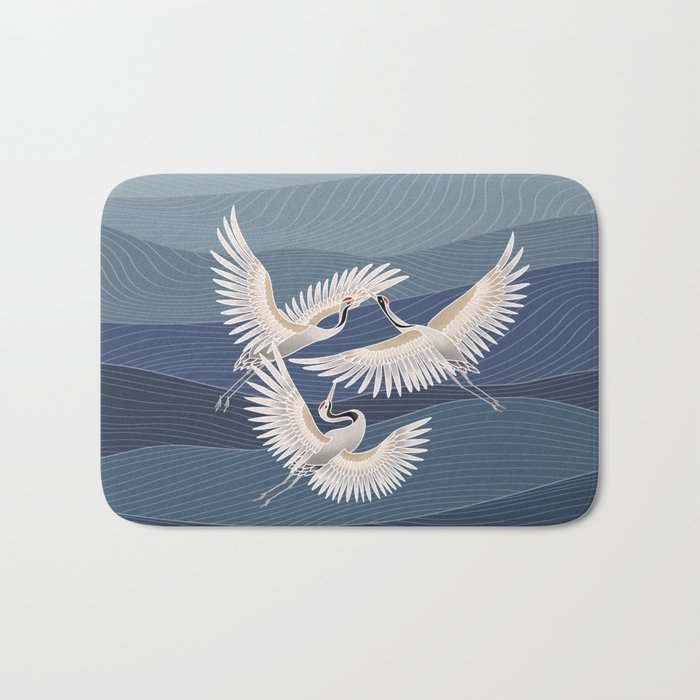 cranes, asian style art Bath Mat Gallery Image 1