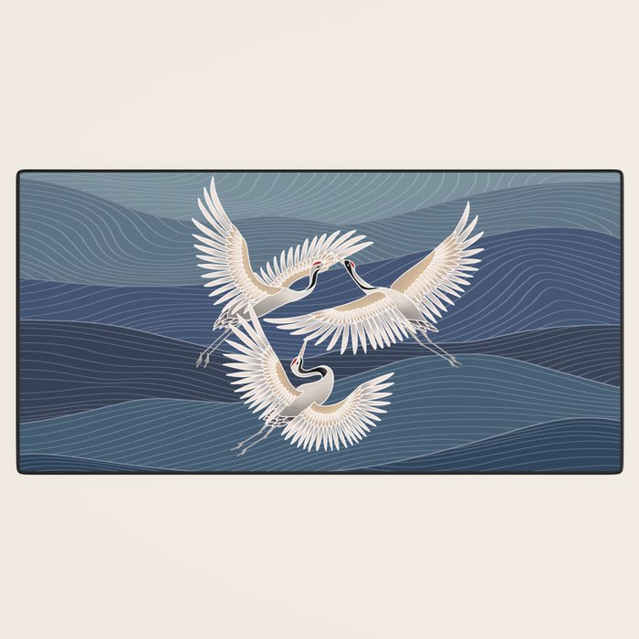 cranes, asian style art Desk Mat Gallery Image 3