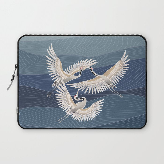 cranes, asian style art Laptop Sleeve Gallery Image 1