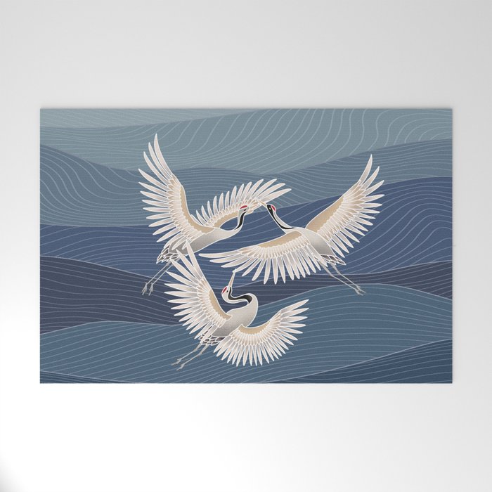 cranes, asian style art Welcome Mat Gallery Image 1