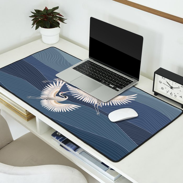 cranes, asian style art Desk Mat Gallery Image 2