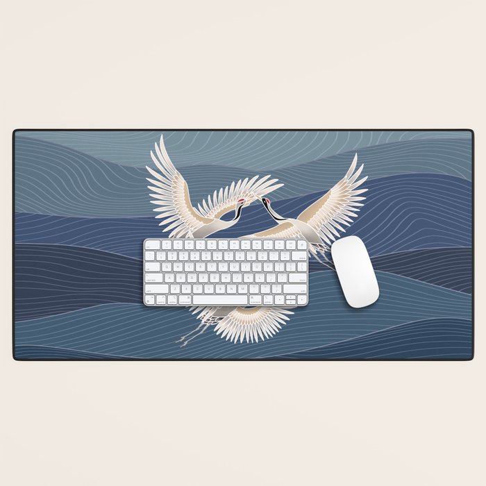 cranes, asian style art Desk Mat Gallery Image 1