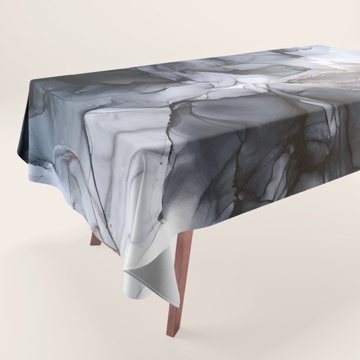 Calm but Dramatic Light Monochromatic Black & Grey Abstract Tablecloth Gallery Image 1