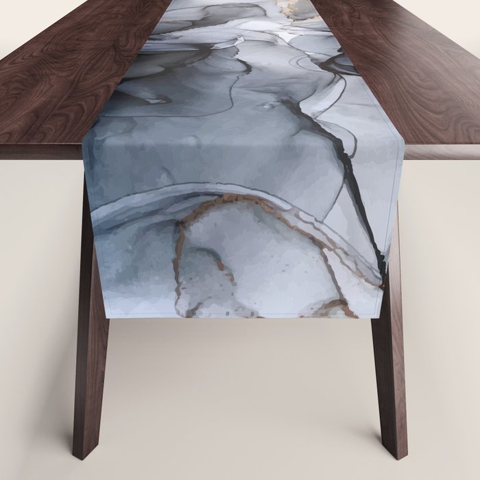 Calm but Dramatic Light Monochromatic Black & Grey Abstract Table Runner Gallery Image 1