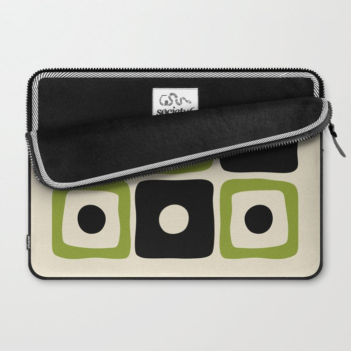Mid Century Modern Scandinavian Pattern 592 Black and Chartreuse Laptop Sleeve Gallery Image 2