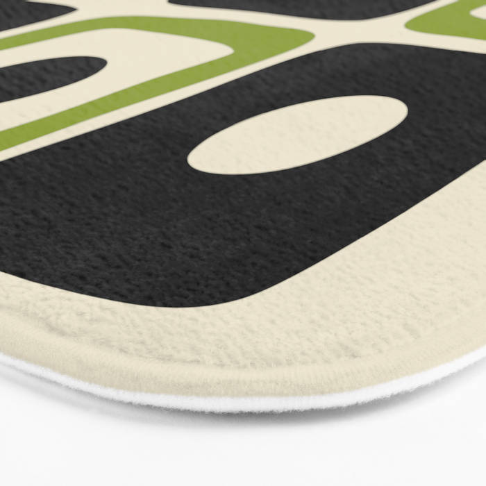 Mid Century Modern Scandinavian Pattern 592 Black and Chartreuse Bath Mat Gallery Image 3