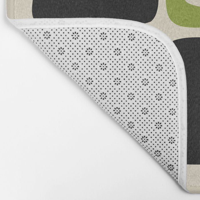 Mid Century Modern Scandinavian Pattern 592 Black and Chartreuse Bath Mat Gallery Image 2