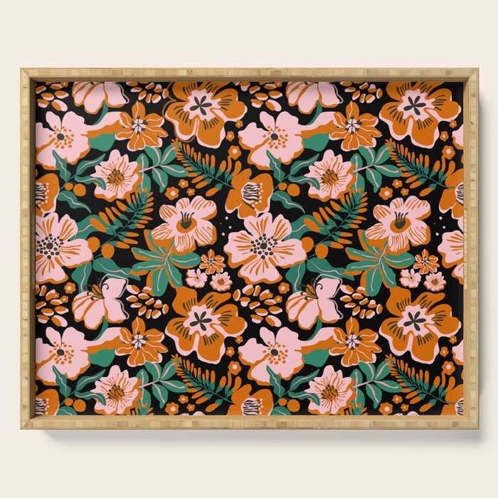 Orange flowers Serving Tray Gallery Image 1