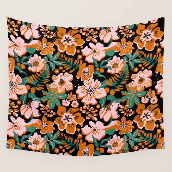 Orange flowers Wall Tapestry Gallery Image 4