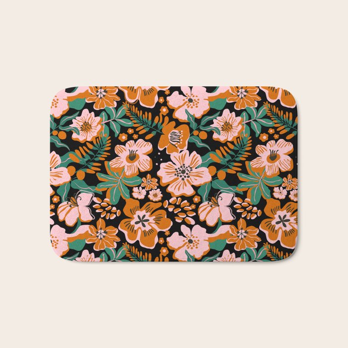 Orange flowers Bath Mat Gallery Image 1
