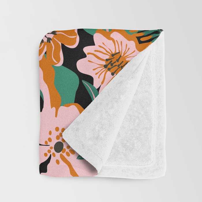 Orange flowers Throw Blanket Gallery Image 3