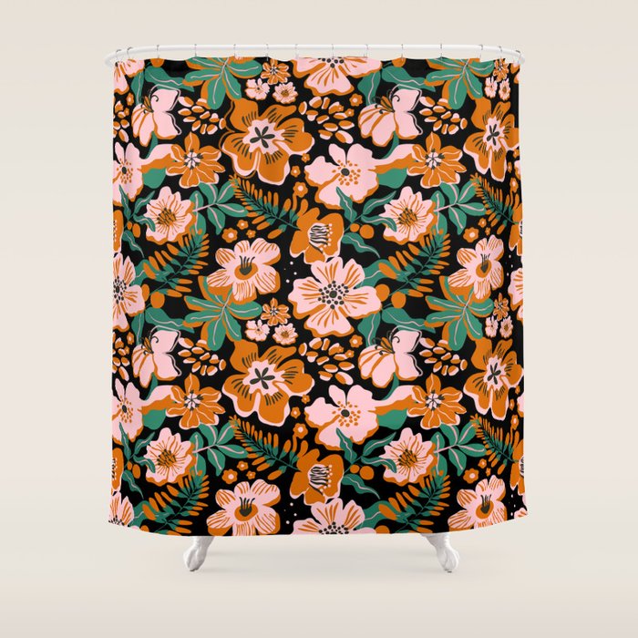 Orange flowers Shower Curtain Gallery Image 1