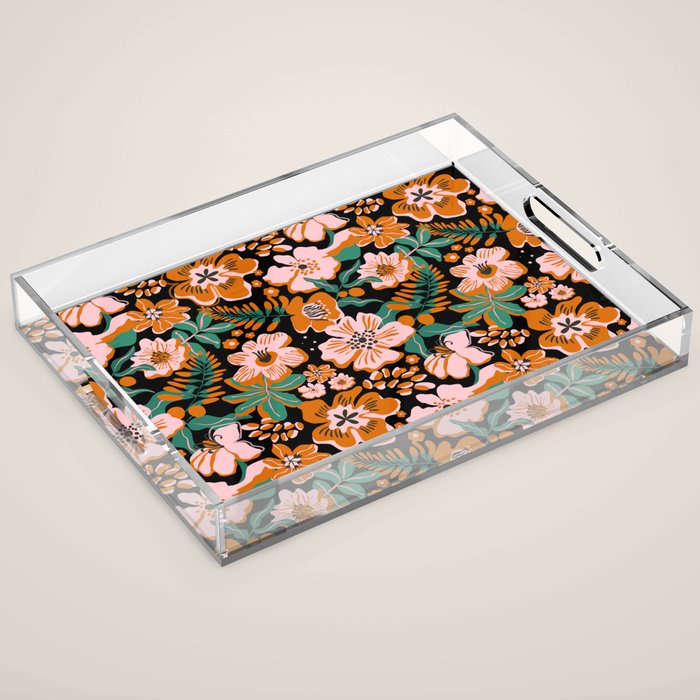 Orange flowers Acrylic Tray Gallery Image 1