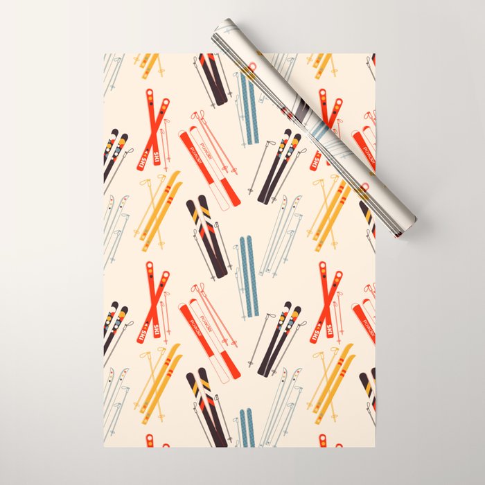 Ski time pattern Wrapping Paper Gallery Image 1