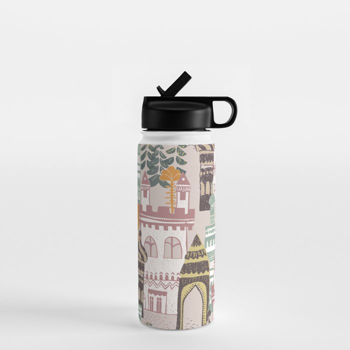 Block print Home pattern earthy colors Water Bottle Gallery Image 1
