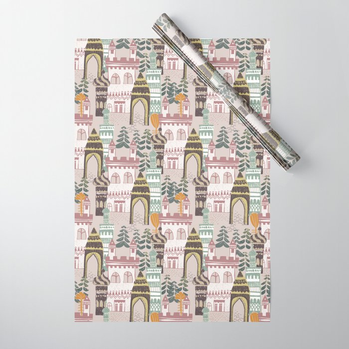 Block print Home pattern earthy colors Wrapping Paper Gallery Image 1