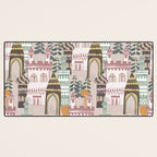Block print Home pattern earthy colors Desk Mat Gallery Image 3