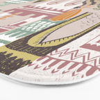 Block print Home pattern earthy colors Bath Mat Gallery Image 3
