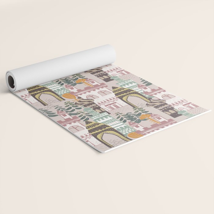 Block print Home pattern earthy colors Yoga Mat Gallery Image 2