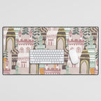 Block print Home pattern earthy colors Desk Mat Gallery Image 1