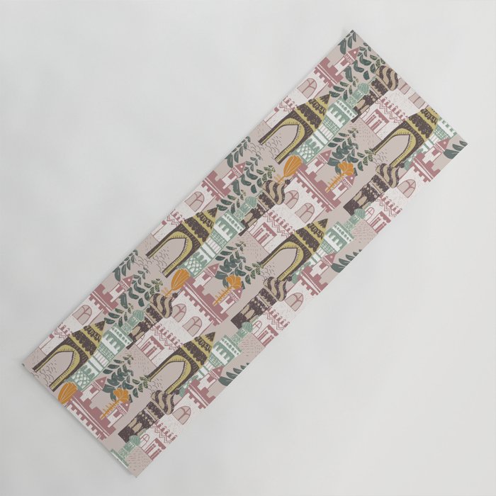 Block print Home pattern earthy colors Yoga Mat Gallery Image 1