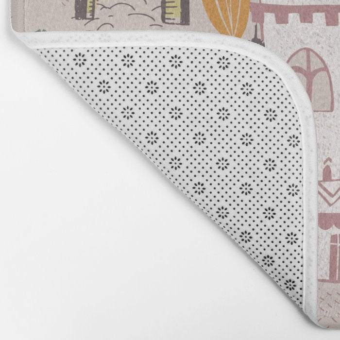 Block print Home pattern earthy colors Bath Mat Gallery Image 2