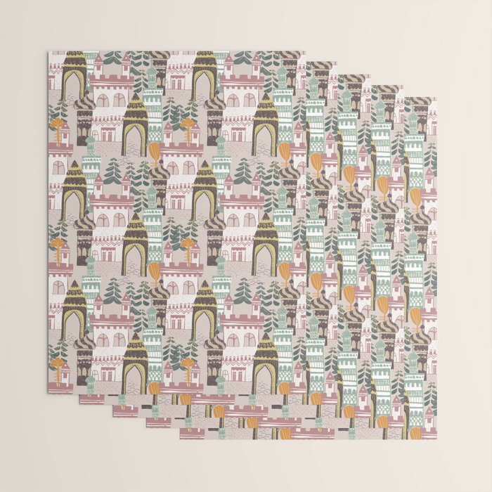 Block print Home pattern earthy colors Wrapping Paper Gallery Image 3
