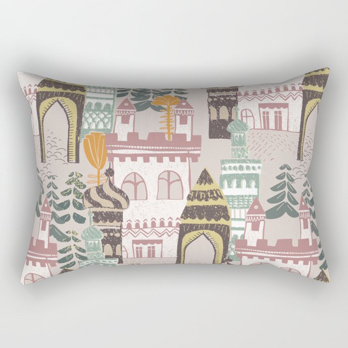 Block print Home pattern earthy colors Rectangular Pillow Gallery Image 2