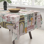 Block print Home pattern earthy colors Tablecloth Gallery Image 3