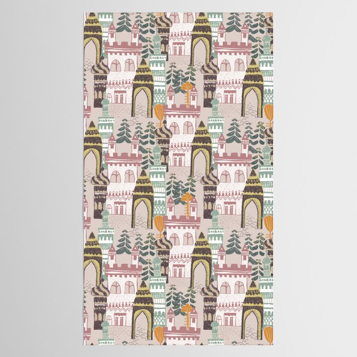 Block print Home pattern earthy colors Tablecloth Gallery Image 2